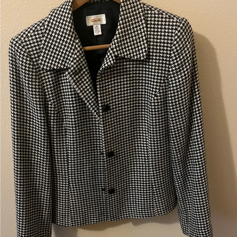 Talbots wool black & white blazer